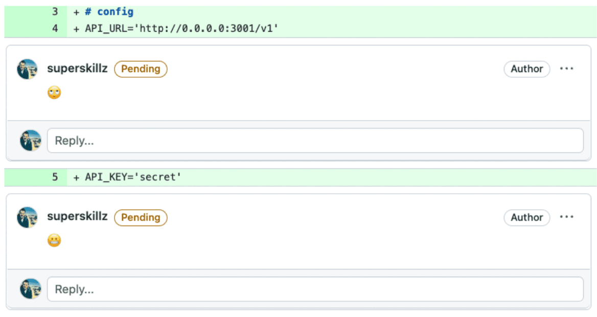 Example (bad): You are quoting a line and you only write 🙄 (eye roll). Also you repeat the same feedback more than once.