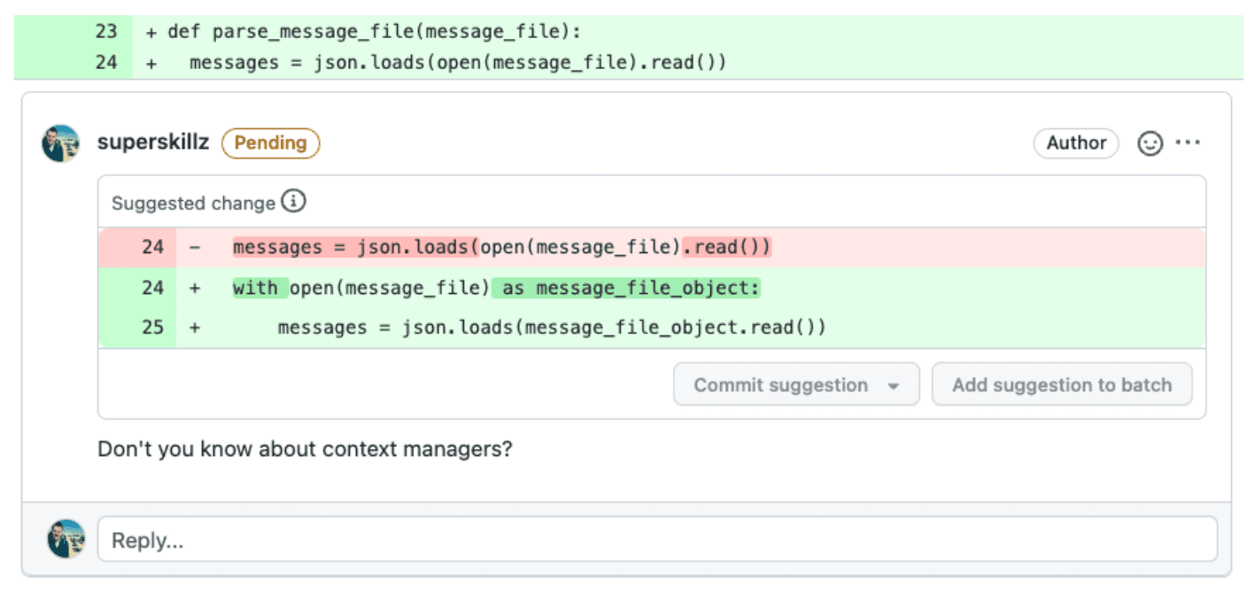 Example (bad): Even though the suggestion is valid, you express almost disbelief that a co-developer did not have the same knowledge as you